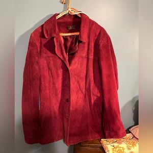 Daniel cranberry leather suede long jacket